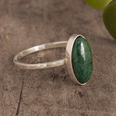 Chrysocolla cocktail ring, 'Paramour' - Sterling and Chrysocolla Cocktail Ring
