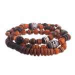 Ceramic beaded bracelets, 'Soul of the Andes' (set of 3) - Set of 3 Handmade Stretch Bracelets of Brown Ceramic Beads