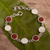 Jasper link bracelet, 'Red Rain' - Sterling Silver and Jasper Chain Bracelet From Peru thumbail