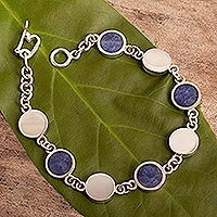 Sodalite link bracelet, 'Deep Blue Soul' - Blue Sodalite and Sterling Silver Bracelet From Peru