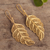 Gold-plated filigree dangle earrings, 'Regal Leaves' - 24k Gold-Plated Filigree Leaf Earrings thumbail