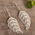 Sterling silver filigree dangle earrings, 'Regal Leaves' - Handcrafted Filigree Earrings in Sterling Silver (image 2b) thumbail