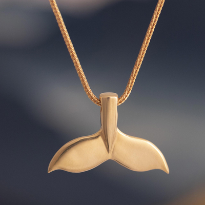 Whale Tail Necklace in 14k Gold & Diamond — Ocean Jewelry