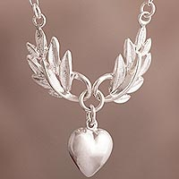 Sterling silver pendant necklace, 'Heart Victorious'