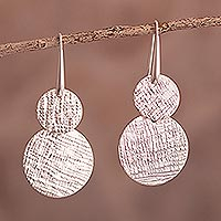 Sterling silver dangle earrings, 'Treasured Textures'