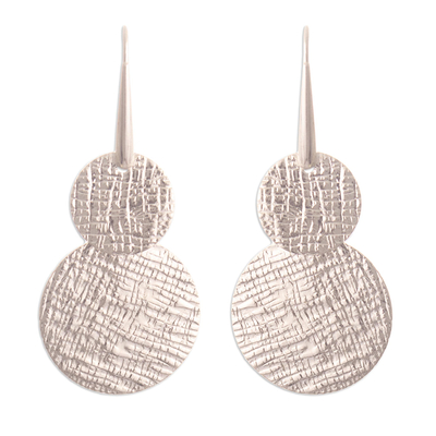 Sterling silver dangle earrings, 'Treasured Textures' - Modern Sterling Dangle Earrings