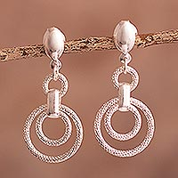 Sterling silver dangle earrings, Andean Elegance