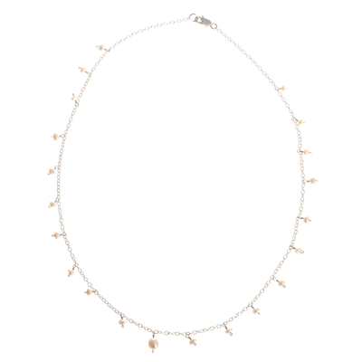 Cultured pearl charm necklace, 'River Queen' - Artisan Crafted Cultured Pearl Necklace