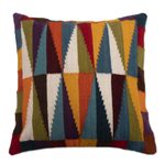 Wool cushion cover, 'Modern Diamonds' - Multicolored Handloomed Wool Cushion Cover