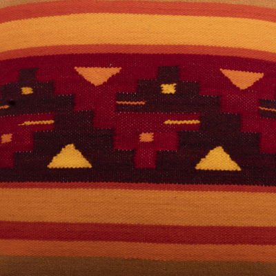 Wool cushion cover, 'Andean Landscape' - Artisan Handwoven Wool Cushion Cover