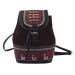 Leather backpack, 'Cusco Trek' - Suede and Leather Backpack with Flap and Drawstring