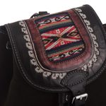 Leather backpack, 'Cusco Trek' - Suede and Leather Backpack with Flap and Drawstring