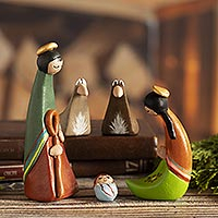 Ceramic nativity scene, 'Born in the Andes' (5 pieces) - Artisan Crafted Ceramic Nativity Scene (5 Pieces)