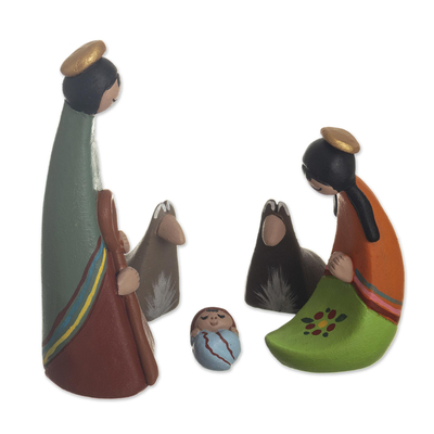 Ceramic nativity scene, 'Born in the Andes' (5 pieces) - Artisan Crafted Ceramic Nativity Scene (5 Pieces)