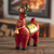 Ceramic statuette, 'Holiday Llama in Red' - Hand Painted Holiday Llama Sculpture (image 2) thumbail