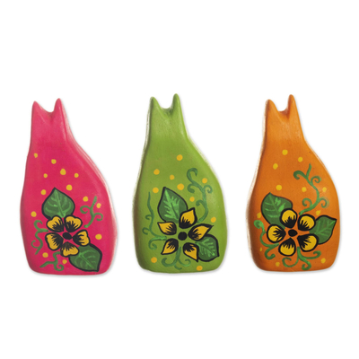 Keramikfiguren, (3er-Set) - Handbemalte Katzenfiguren aus Keramik (3er-Set)