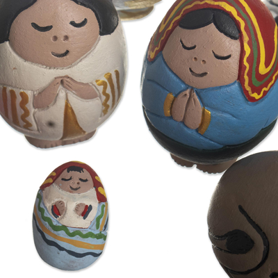 Belén de cerámica, (7 piezas) - Belén Hecho a Mano de Perú (7 Piezas)