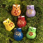 Ceramic ornaments, 'Ayacucho Owls' (set of 6) - Artisan Crafted Ceramic Ornaments (Set of 6)