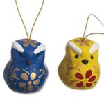 Ceramic ornaments, 'Ayacucho Owls' (set of 6) - Artisan Crafted Ceramic Ornaments (Set of 6)