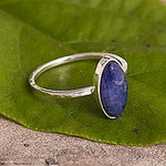 Sterling Silver and Sodalite Cocktail Ring From Peru, 'Andes Night Sky'