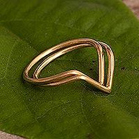 18K Gold Plated Cocktail Rings with V Pattern (Set of 2),'Wedding Dreams'