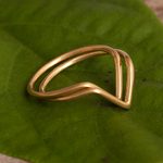 18K gold plated cocktail rings, 'Wedding Dreams' (pair) - 18K Gold Plated Cocktail Rings with V Pattern (Set of 2)