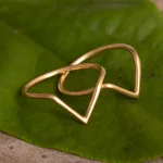18K gold plated cocktail rings, 'Wedding Dreams' (pair) - 18K Gold Plated Cocktail Rings with V Pattern (Set of 2)