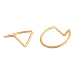 18K gold plated cocktail rings, 'Wedding Dreams' (pair) - 18K Gold Plated Cocktail Rings with V Pattern (Set of 2)