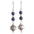 Lapis lazuli dangle earrings, 'Colonial Elegance' - Dangle Earrings with Lapis Lazuli and Sterling Silver Beads (image 2a) thumbail