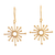 Gold plated sterling silver dangle earrings, 'Geometric Sun' - 18K Gold Plated Sterling Silver Sun Motif Earrings From Peru thumbail