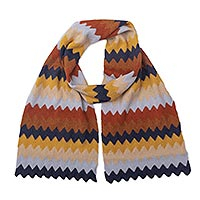 Custom alpaca blend scarf, 'Zig Zag' - Alpaca Blend Unisex Scarf in Various Earth Tones from Peru