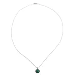 Chrysocolla pendant necklace, 'Blue Green World' - Andean Chrysocolla and Sterling Silver Pendant Necklace