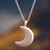 Sterling silver pendant necklace, 'Glowing Crescent Moon' - Crescent Moon Pendant and Chain Necklace of Sterling Silver thumbail