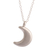 Sterling silver pendant necklace, 'Glowing Crescent Moon' - Crescent Moon Pendant and Chain Necklace of Sterling Silver thumbail