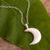 Sterling silver pendant necklace, 'Glowing Crescent Moon' - Crescent Moon Pendant and Chain Necklace of Sterling Silver (image 2b) thumbail