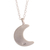 Sterling silver pendant necklace, 'Glowing Crescent Moon' - Crescent Moon Pendant and Chain Necklace of Sterling Silver (image 2d) thumbail