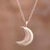 Sterling silver pendant necklace, 'Midnight Moonlight' - Classic Crescent Moon Pendant and Chain in Sterling Silver thumbail