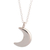 Sterling silver pendant necklace, 'Midnight Moonlight' - Classic Crescent Moon Pendant and Chain in Sterling Silver (image 2a) thumbail