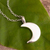 Sterling silver pendant necklace, 'Midnight Moonlight' - Classic Crescent Moon Pendant and Chain in Sterling Silver (image 2b) thumbail