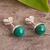 Chrysocolla stud earrings, 'Amazon Colors' - Blue-Green Chrysocolla Stud Earrings in Sterling Silver (image 2b) thumbail