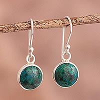 Sterling silver dangle earrings, 'Blue Green World'