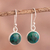 Sterling silver dangle earrings, 'Blue Green World' - Blue-Green Chrysocolla Dangle Earrings in Sterling Silver (image 2) thumbail