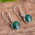 Sterling silver dangle earrings, 'Blue Green World' - Blue-Green Chrysocolla Dangle Earrings in Sterling Silver (image 2b) thumbail