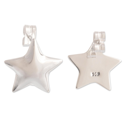 Sterling silver stud earrings, 'Star Struck' - Sterling Silver Stud Earrings with Shiny Stars from Peru