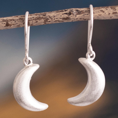 Pendientes colgantes de plata de ley - Pendientes colgantes de luna creciente de plata esterlina de Perú
