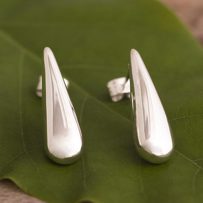 Pendientes colgantes de plata de ley - Pendientes de gota de lluvia de plata esterlina andina hechos a mano de Perú