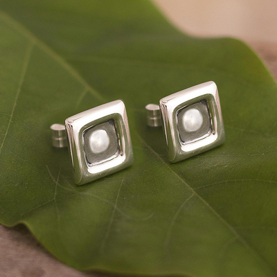 Sterling silver stud earrings, Enigmatic Geometry