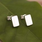 Sterling silver stud earrings, 'Classic Rectangle' - Sterling Silver Stud Earrings with Classic Brick Shapes