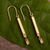 Gold plated dangle earrings, 'Broken Light' - 18K Gold Plated Dangle Earrings in Two Sections From Peru (image 2b) thumbail