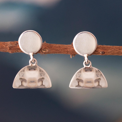 Sterling silver dangle earrings, 'Full Moon Coming' - Sterling Silver Dangle Earrings With Half and Full Circles
